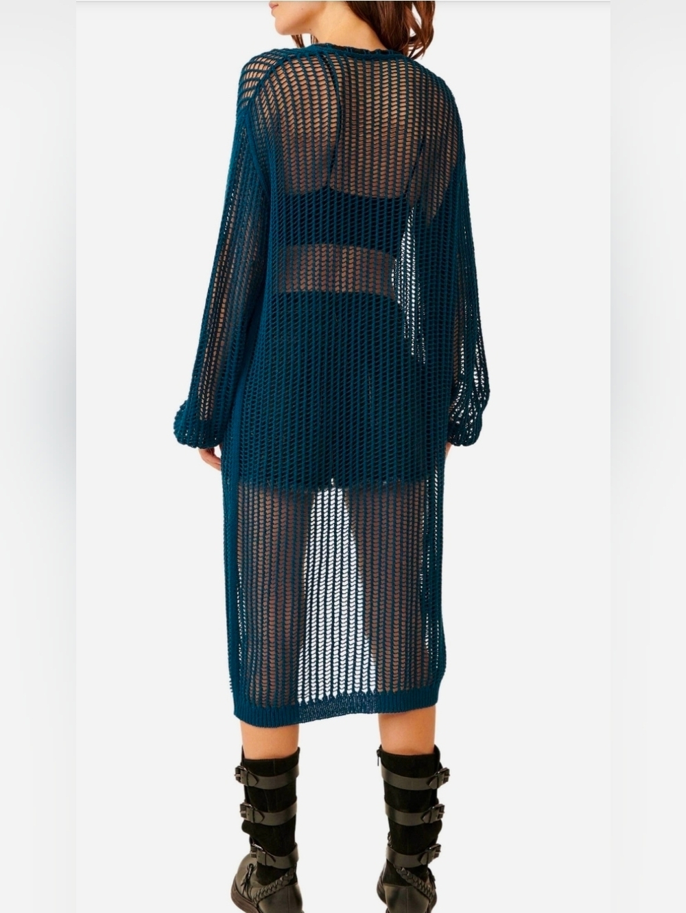 Free People Knit Cardigan Sz Medium Blue Loose Fit NWT$198